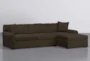 Elm II Foam 93" Chocolate Sofa With Reversible Chaise & Storage Ottoman - Default