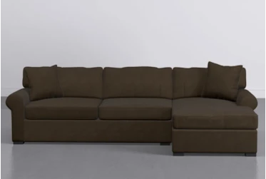 Elm II Foam 93" Chocolate Sofa With Reversible Chaise & Storage Ottoman