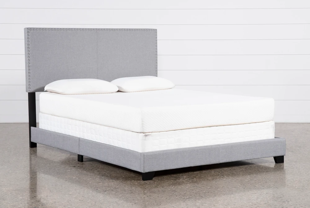 Colleen Queen Grey Upholstered Panel Bed