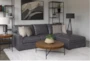Greer Dark Grey Leather 2 Piece 105" Modular Sectional With Right Arm Facing Chaise & Left Arm Facing Loveseat - Room