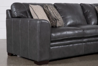 Greer Dark Grey Leather 2 Piece 108, Grey Leather Sectionals With Chaise