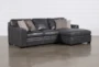 Greer Dark Grey Leather 2 Piece 105" Modular Sectional With Right Arm Facing Chaise & Left Arm Facing Loveseat - Signature
