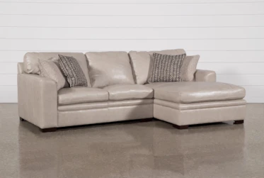 Greer Stone Leather 2 Piece 105" Sectional With Right Arm Facing Chaise & Left Arm Facing Loveseat