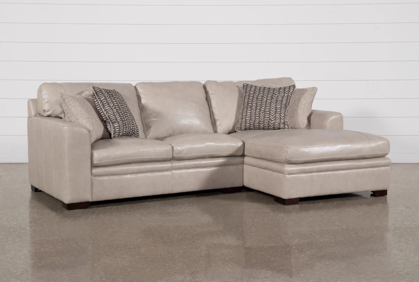 Greer Stone Leather 2 Piece 105" Modular Sectional With Right Arm Facing Chaise & Left Arm Facing Loveseat - 360