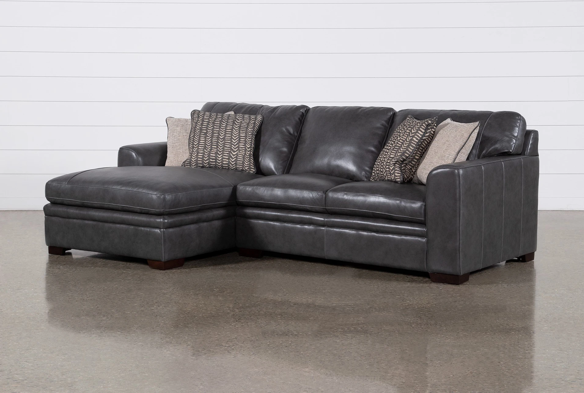 grey leather sofa rolled arms
