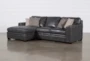 Greer Dark Grey Leather 2 Piece 105" Sectional With Left Arm Facing Chaise & Right Arm Facing Loveseat - Signature