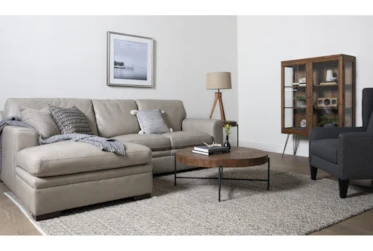 Greer Stone Leather 2 Piece 105" Modular Sectional With Left Arm Facing Chaise & Right Arm Facing Loveseat