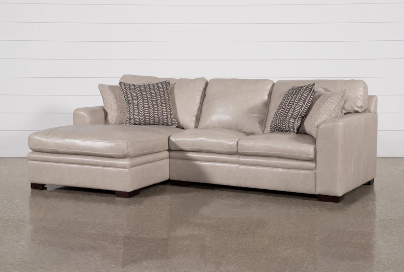 Greer Stone Leather 2 Piece 105" Sectional With Left Arm Facing Chaise & Right Arm Facing Loveseat - 360