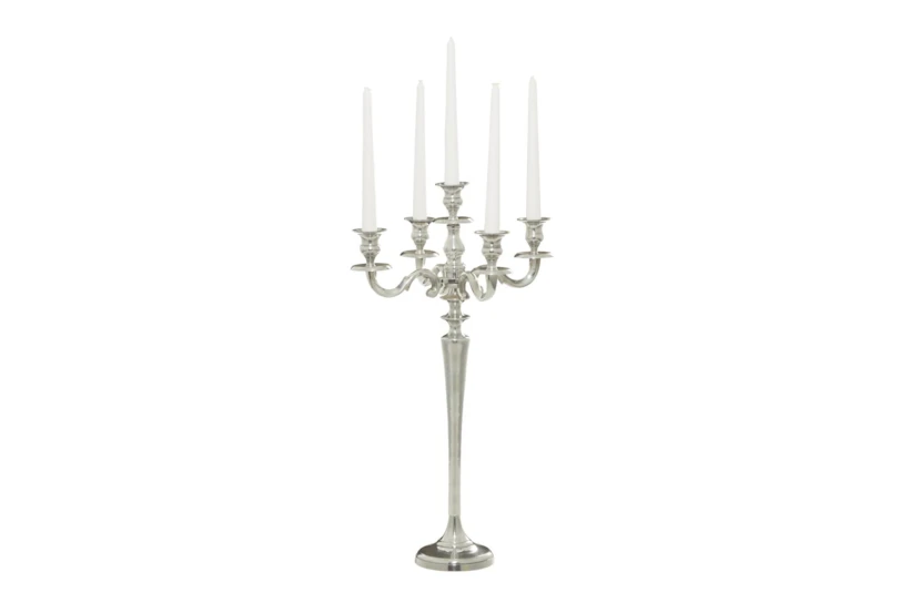 24 Inch Silver Candle Holder - 360