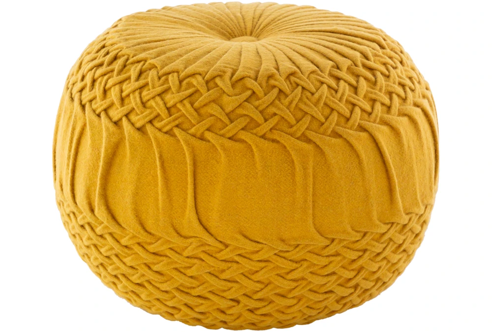 Pouf-Mustard Knitted Round