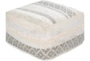 Pouf-Textured With Striped Pattern Natural - Signature