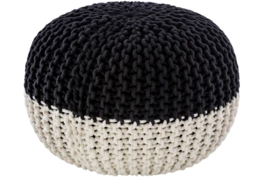 Pouf-Cabled Black And White