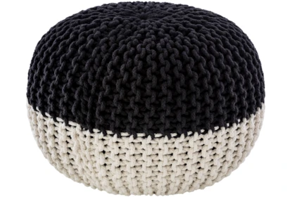 Pouf-Cabled Black And White - Signature