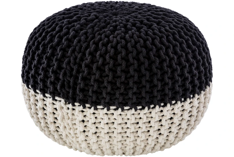 Pouf-Cabled Black And White - 360