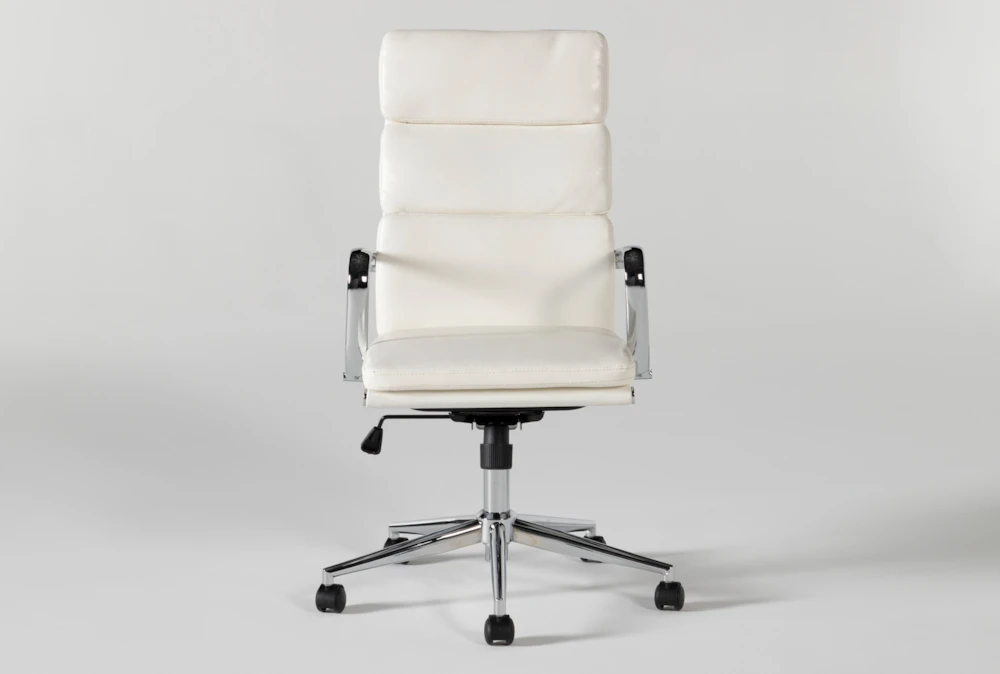 Moby White Faux Leather High Back Rolling Office Desk Chair