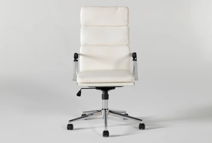 Moby White Faux Leather High Back Rolling Office Desk Chair - 360