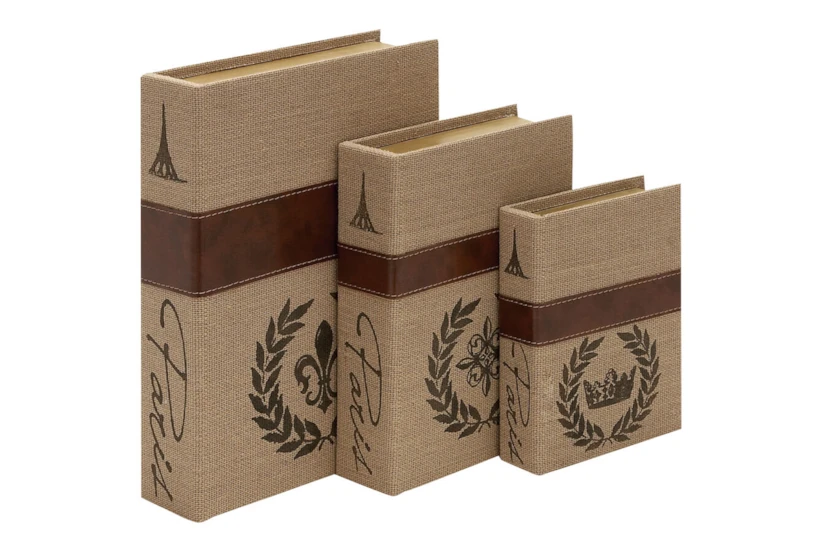 Burlap Book Box Set Of 3 - 360