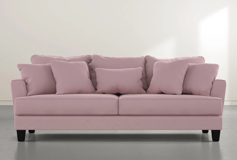 Elijah II 100" Pink Velvet Sofa - 360