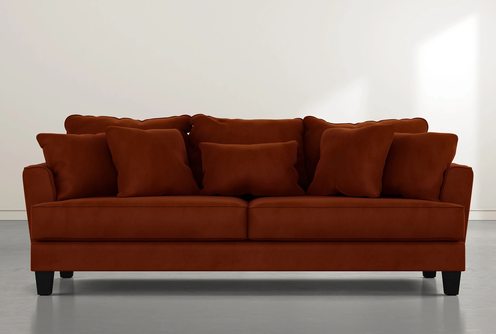 Elijah II 100" Orange Velvet Sofa | Living Spaces