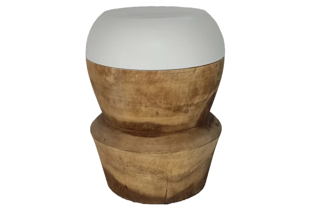 White + Natural Color Block Stool