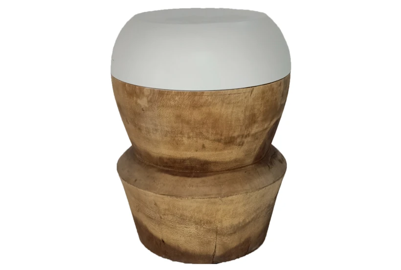 White + Natural Color Block Stool - 360