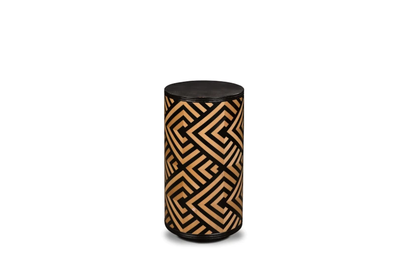 Black + Natural Triangle Print Accent Table  - 360
