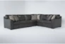 Greer Dark Grey Leather 4 Piece 133" Sectional With Right Arm Facing & Left Arm Facing Loveseat, Armless Chair and Corner - Signature