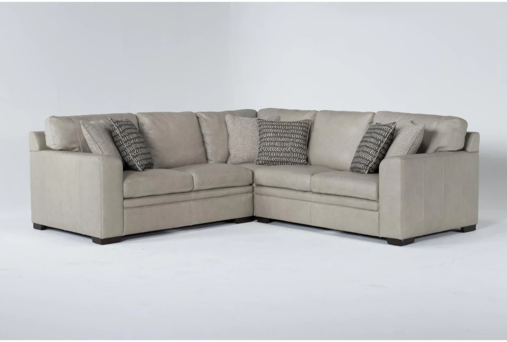 Greer Stone Leather 3 Piece 105" Sectional With Right Arm Facing & Left Arm Facing Loveseat and Corner