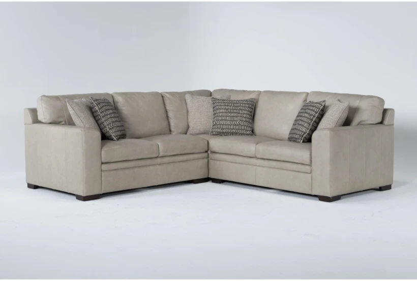 Greer Stone Leather 3 Piece 105" Sectional With Right Arm Facing & Left Arm Facing Loveseat and Corner - 360