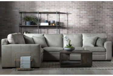 Greer Stone Leather 4 Piece 133" Modular Sectional With Right Arm Facing & Left Arm Facing Loveseat, Armless Chair and Corner