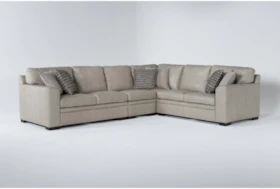 Greer Stone Leather 4 Piece 133" Sectional With Right Arm Facing & Left Arm Facing Loveseat, Armless Chair and Corner