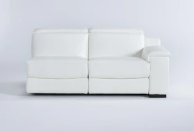 Hana White Leather Right Arm Facing Dual Power Reclining Loveseat With Power Headrest & Usb