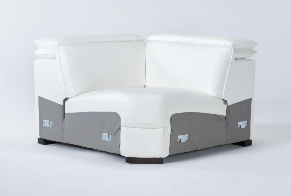 Hana White Leather Corner Wedge With 2 Position Headrests