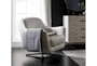 Cara White Leather Swivel Accent Chair - Room