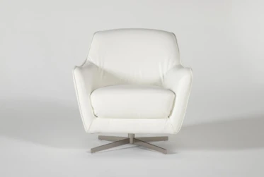Cara White Leather Swivel Accent Chair