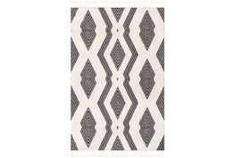 2'x2'9 Rug-Globally Inspired High/Low Pile With Fringe Black/Ivory