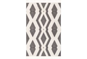 2'x2'9" Rug-Globally Inspired High/Low Pile With Fringe Black/Ivory