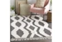 7'8"x10'2" Rug-Globally Inspired High/Low Pile With Fringe Black/Ivory - Room