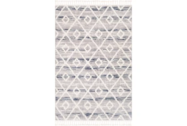 7'8"x10'2" Rug-Globally Inspired High/Low Pile With Fringe Navy/Grey/Black
