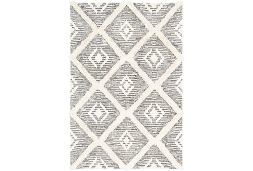 2'x3' Rug-High/Low Pile With Diamond Pattern Charcoal/Cream