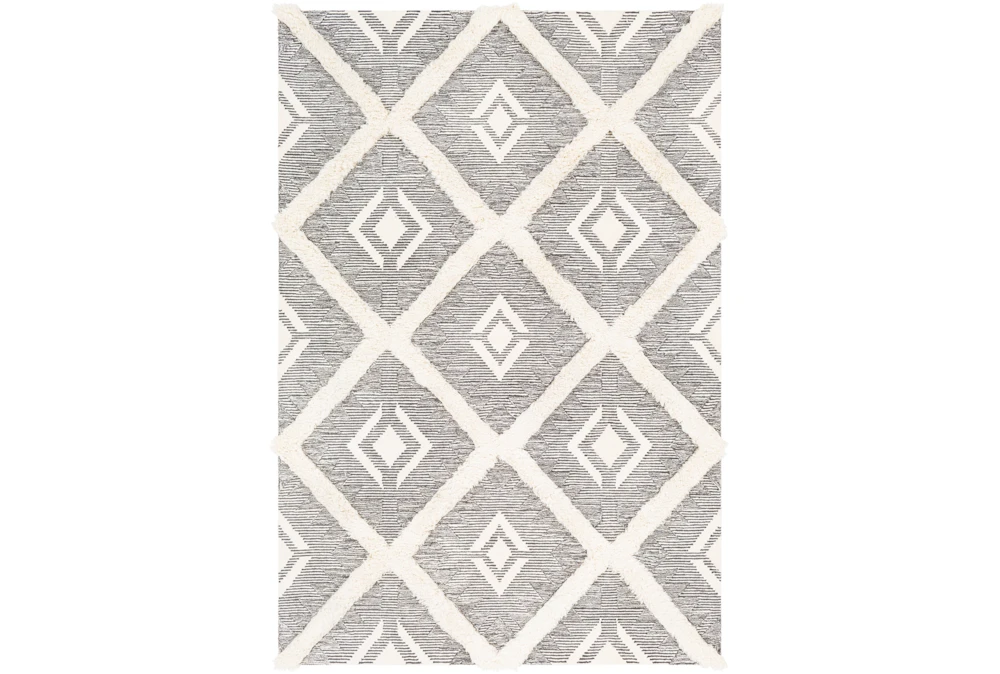 6'x9' Rug-High/Low Pile With Diamond Pattern Charcoal/Cream