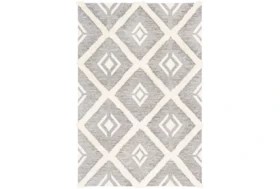 8'x10' Rug-High/Low Pile With Diamond Pattern Charcoal/Cream