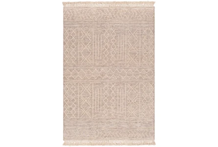2'x3' Rug-Wool And Polyester With Fringe Brown/Khaki