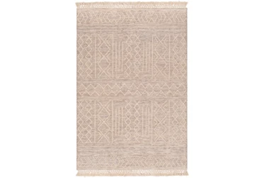 8'x10' Rug-Wool And Polyester With Fringe Brown/Khaki