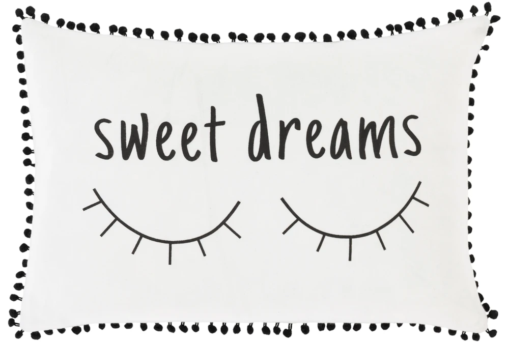 12X18 Black White Sweet Dreams Lumbar Throw Pillow