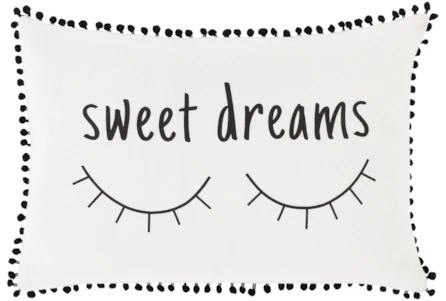 12X18 Black White Sweet Dreams Lumbar Throw Pillow