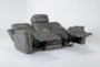 Serena Grey Leather 87" Power Reclining Sofa with Power Headrest, USB, Heat & Massage - Recline