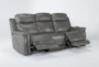 Serena Grey Leather 87" Power Reclining Sofa with Power Headrest, USB, Heat & Massage - Side