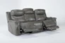 Serena Grey 87" Power Reclining Sofa With Power Headrest, Heat And Massage - Side