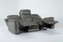 Serena Grey Leather 87" Power Reclining Sofa with Power Headrest, Lumbar & USB - Recline